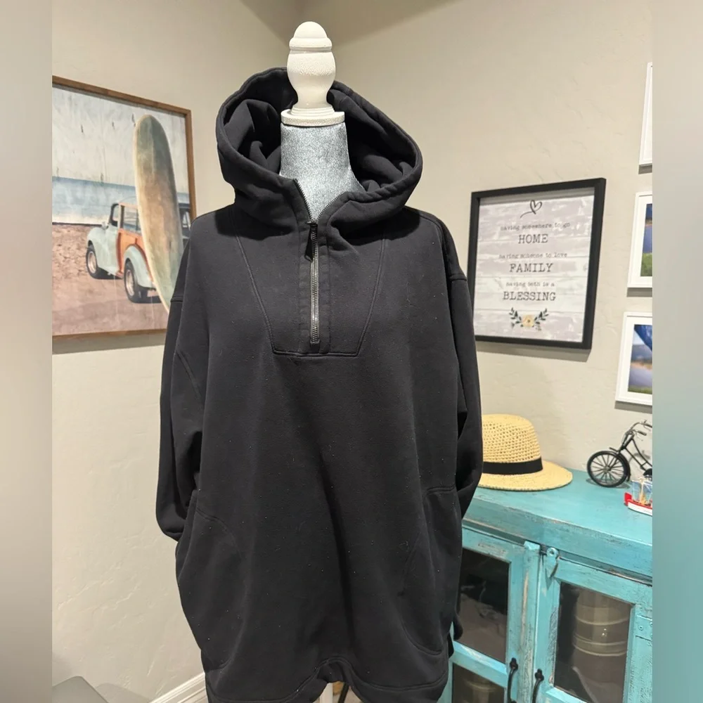 Women's Black ATHLETA Retroplush Tunic Hoodie in Size Large Excellent Condition - Picture 7 of 10